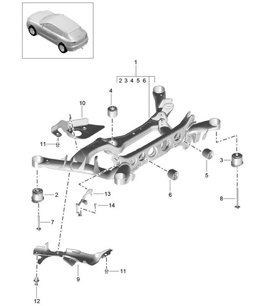 Diagram 501-005 Porsche 970.2 Panamera Turbo V8 4.8L (520Hp) 2014-16 Rear Axle