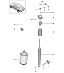 Air spring / Suspension strut, complete (PR:1BK) 95B.1 Macan 2014-18