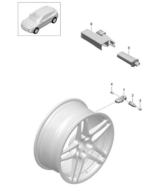Diagram 601-005 Porsche Cayman 718C (982C) 2017>> Wheels, Brakes