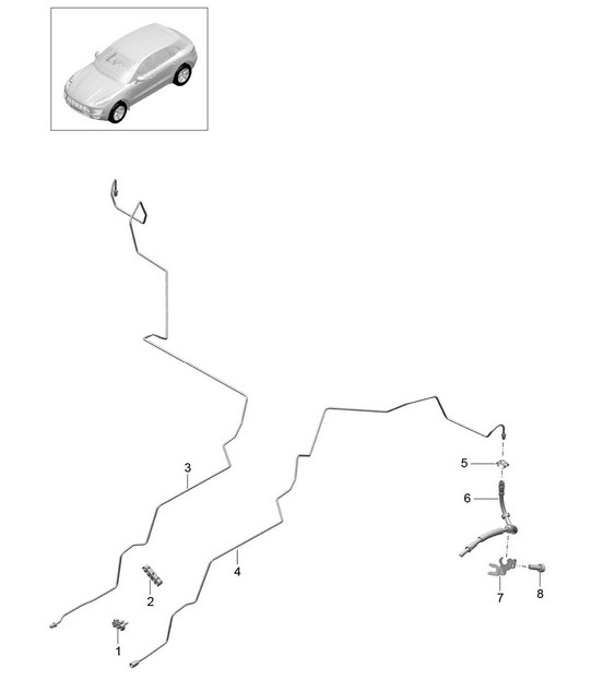 Brake line / Underbody - CENTER, REAR  - 95B.1 Macan 2014-18