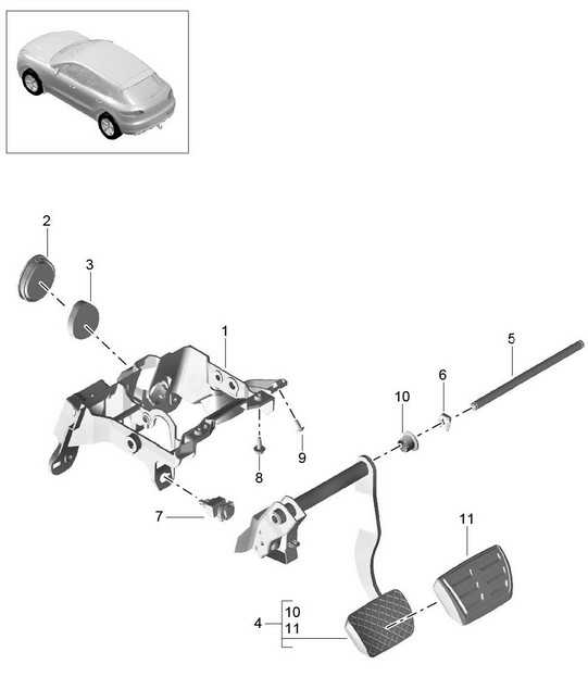 Brake pedal 95B.1 Macan 2014-18