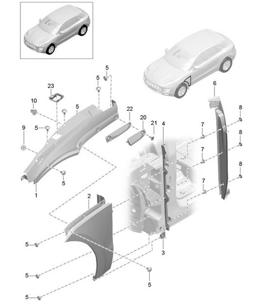 Diagram 801-040 Porsche Macan (95B) MK1 (2014-2018) Body