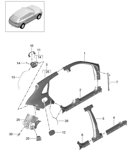 Side part - OUTER - 95B.1 Macan 2014-18