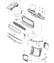 Carrier / Cooler for coolant / Air guide and lock carrier 95B.1 Macan 2014-18