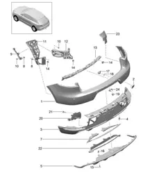 Rear bumper - Sport Design package and GTS (PR:2D1,2D2, 2D5,2D6) -  95B.21 Macan 2014-18