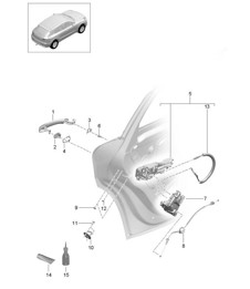 Door handles / Door lock - REAR - 95B.1 Macan 2014-18