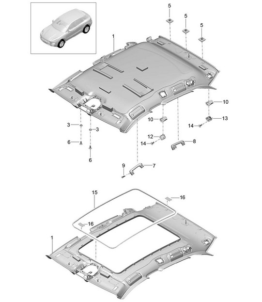 Roof trim and Accessories 95B.1 Macan 2014-18