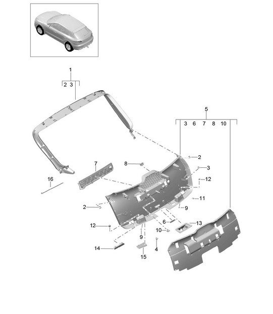 Trims / Rear lid 95B.1 Macan 2014-18