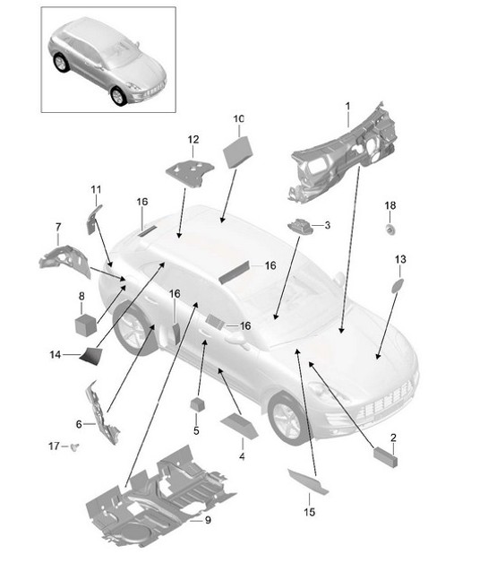 Diagram 807-082 Porsche Macan (95B) MK1 (2014-2018) Body