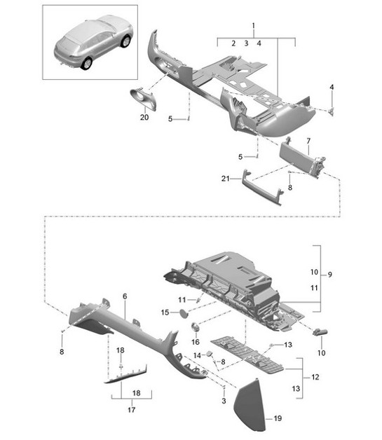 Diagram 809-010 Porsche Macan (95B) MK1 (2014-2018) Body