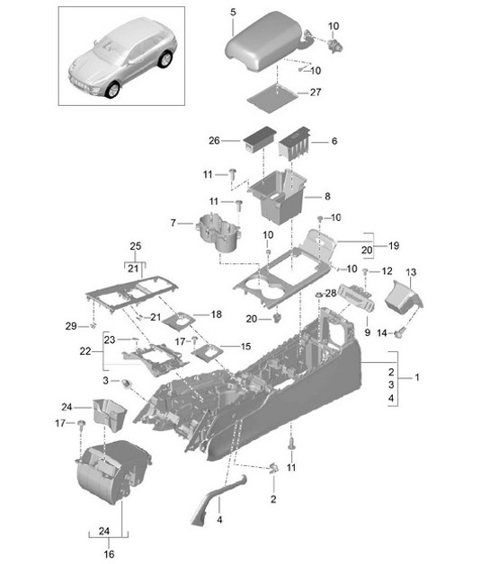 Diagram 809-020 Porsche Macan (95B) MK1 (2014-2018) Body