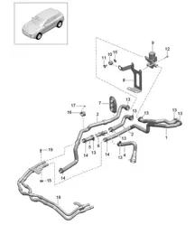 Heater / with: Auxiliary heater / for models with diesel engine (Model: V6 TDI PR:D43,DD7, D51,D1V) 95B.1 Macan 3.0L V6 TDI 2014-18