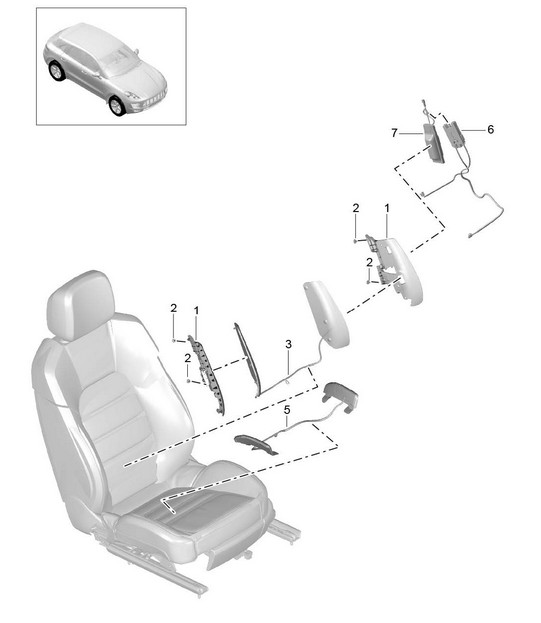 Lumbar support adjustment / Seat and backrest surface / Accessories 95B.1 Macan 2014-18