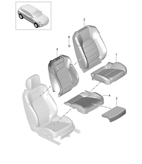 Backrest cover / Seat cover / Foam part  95B.1 Macan 2014-18