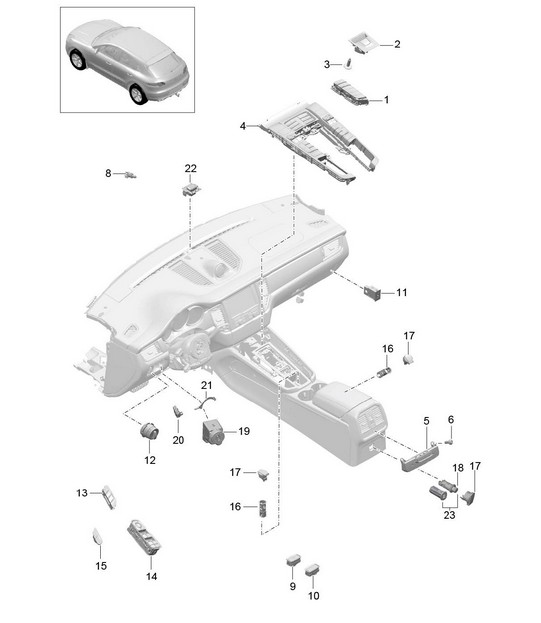 Switch / Control panel / Air conditioning 95B.1 Macan 2014-18