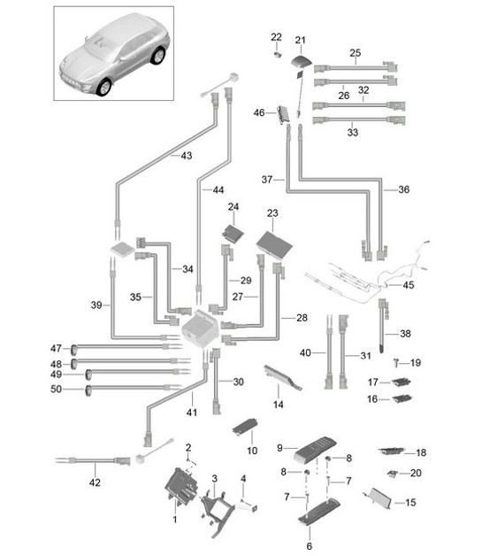 Diagram 911-010 Porsche Macan (95B) MK1 (2014-2018) Electrical equipment