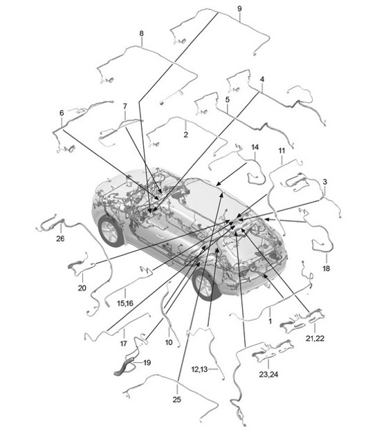 Diagram 911-012 Porsche Cayman 987C / 981C (2005-2016) Electrical equipment