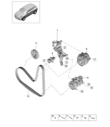 Poly-V-belt /  Belt tensioner  damper - PR:T2B - 95B (II / III) Macan 2.0L 2019 - 2024