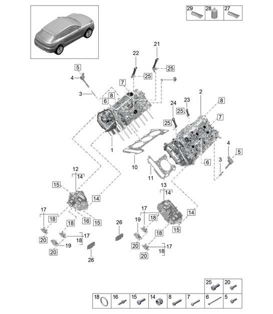 Cylinder head - Model: DLZ,DLZB, DGR,DGRB,DGRC - 95B (II / III) Macan 2.9L / 3.0L 2019 - 2024