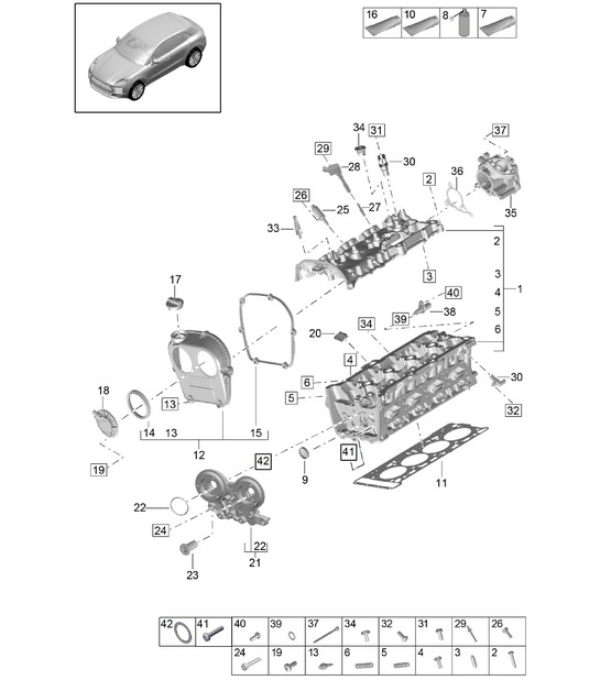 Cylinder head - PR:T2B - 95B (II / III) Macan 2.0L 2019 - 2024