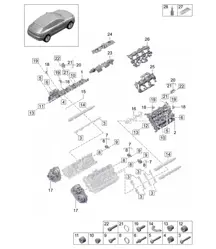 Valve cover / Sound absorber / Accessories - Model: DLZ,DLZB, DGR,DGRB, DGR,DGRC -  95B (II / III) Macan 2.9L / 3.0L 2019 - 2024