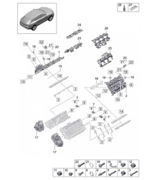 Valve cover / Sound absorber / Accessories - PR:TV8 + GP2 -  95B (II / III) Macan 2.9L 2019 - 2024