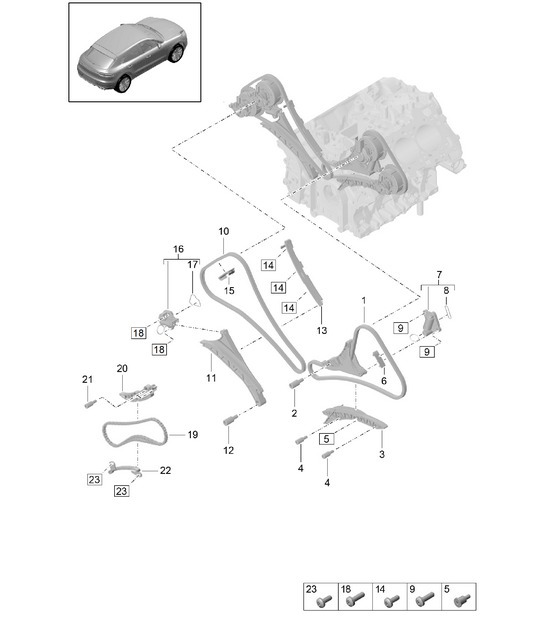 Diagram 103-155 Porsche Macan (95B) MK1 (2014-2018) Engine