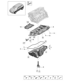Oil-conducting housing / Oil sump - PR:T2G - 95B (II / III) Macan 2.0L 2019 - 2024 