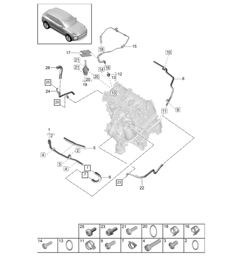 Coolant cooling system - 1 - PR:T2B - 95B (II / III) Macan 2.0L  2019 - 2024