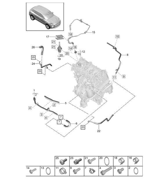 Diagram 105-070 Porsche 991 (911) MK1 2012-2016 Engine