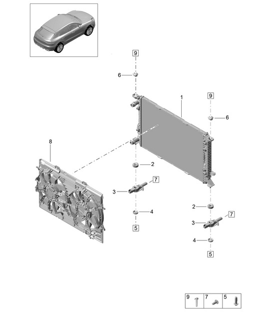 Coolant cooling system / Cooler for coolant - PR:T2G + B09 -  95B (II / III) Macan 2.0L 2019 - 2024