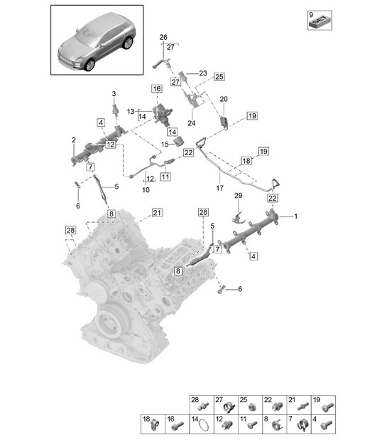Diagram 107-005 Porsche Macan (95B) MK1 (2014-2018) Engine