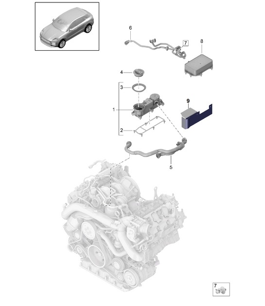 Ventilation for cylinder block oil separator - Model: DLZ,DLZB - 95B (II / III) Macan 3.0L 2019 - 2024