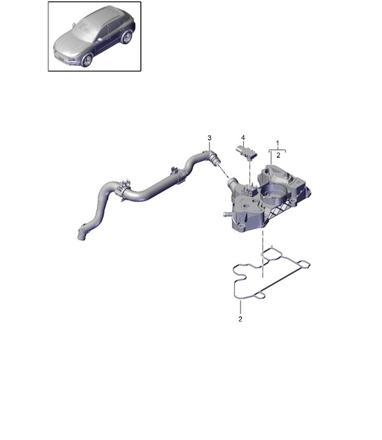 Oil separator / Breather line / Crankcase housing ventilation - PR:T2B + GP2 - 95B (II / III)Macan 2.0L  2019 - 2024