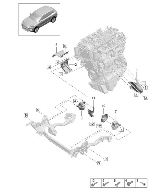 Diagram 109-025 Porsche Macan (95B) MK2 2019-2021 Engine