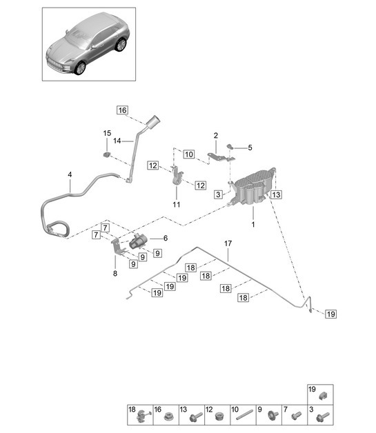 Diagram 201-270 Porsche Macan (95B) MK2 2019-2021 Fuel System, Exhaust System