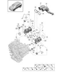 Exhaust gas turbocharger / Exhaust manifolds / Lambda probe - PR:D1C,D29 -  95B (II / III) Macan 2.9L  2019 - 2024