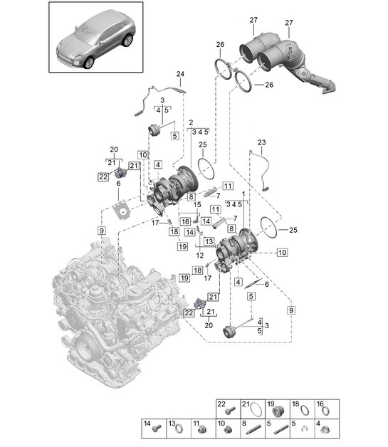 Diagram 202-005 Porsche Macan (95B) MK2 2019-2021 Fuel System, Exhaust System
