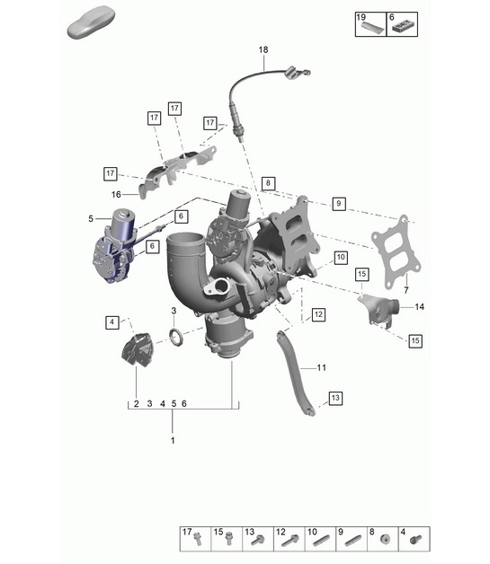 Exhaust gas turbocharger / Lambda sensor - PR:T2G - 95B (II / III) Macan 2.0L  2019 - 2024