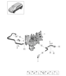 Coolant cooling system for Turbocharger - PR:T2B - 95B (II / III) Macan 2.0L 2019 - 2024