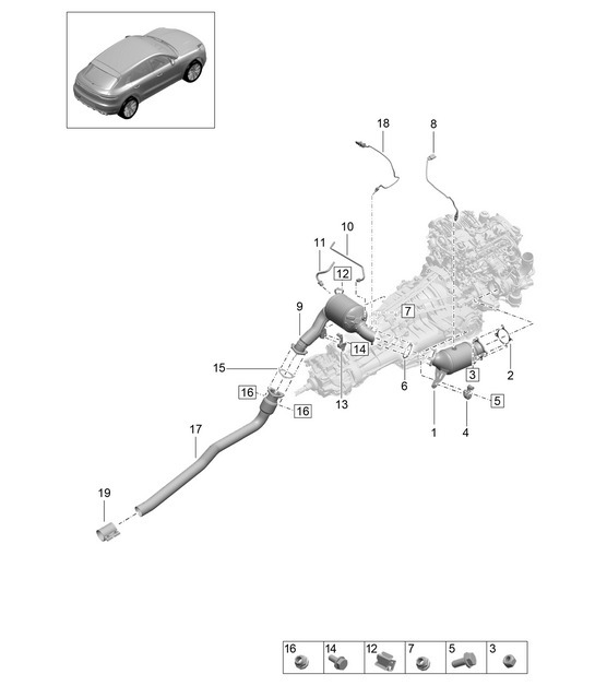 Diagram 202-270 Porsche Macan (95B) MK2 2019-2021 Fuel System, Exhaust System