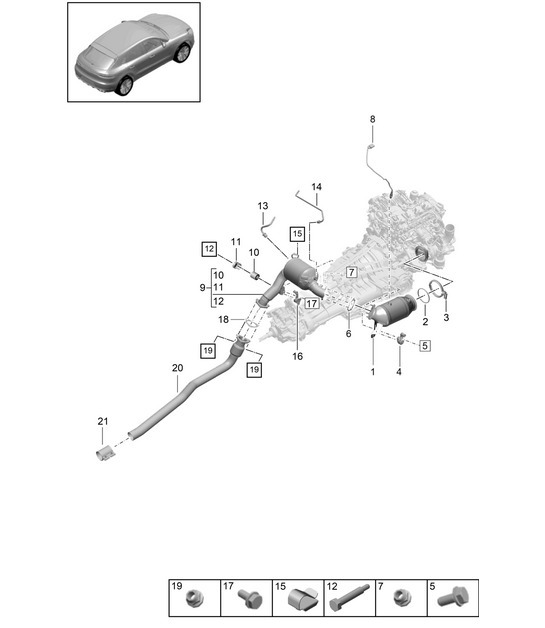 Diagram 202-271 Porsche Macan (95B) MK2 2019-2021 Fuel System, Exhaust System