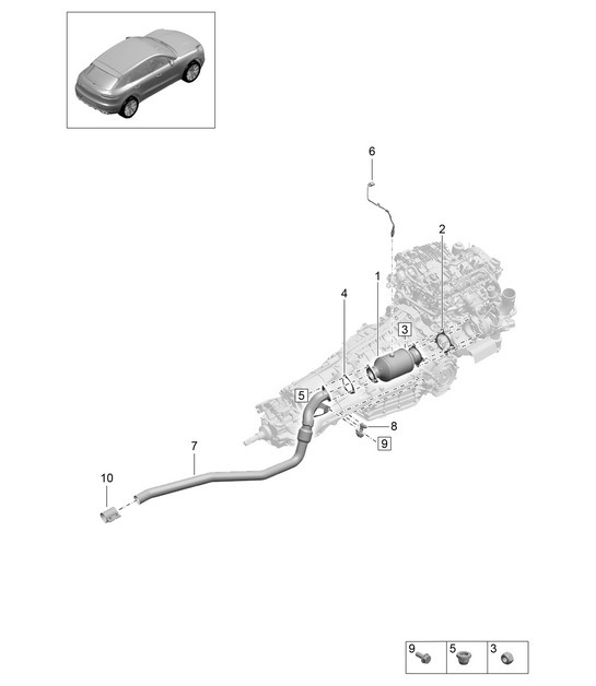Diagram 202-275 Porsche Macan (95B) MK2 2019-2021 Fuel System, Exhaust System