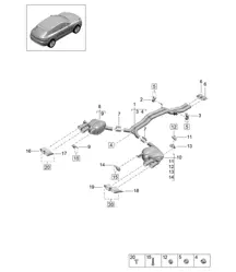 Exhaust system / Front silencer / Rear silencer - PR:0P0, 0P3, 0P6 + T9I -  95B (II / III) Macan 3.0L 2019 - 2024
