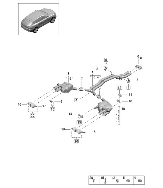 Diagram 202-310 Porsche Macan (95B) MK2 2019-2021 Fuel System, Exhaust System