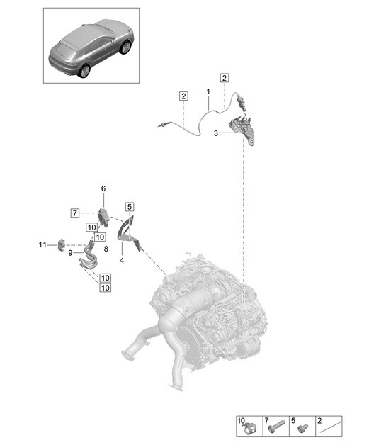 Diagram 202-410 Porsche Macan (95B) MK2 2019-2021 Fuel System, Exhaust System