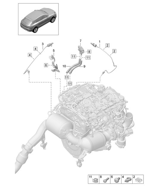 Diagram 202-420 Porsche Macan (95B) MK2 2019-2021 Fuel System, Exhaust System