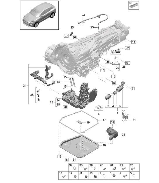 Diagram 302-105 Porsche Macan (95B) MK2 2019-2021 Transmission