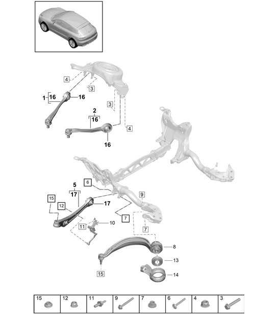 Diagram 401-010 Porsche Macan (95B) MK2 2019-2021 Front Axle, Steering 