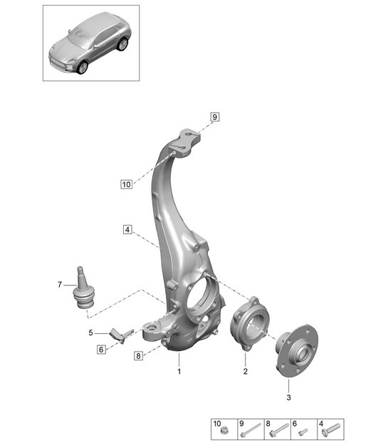 Diagram 401-020 Porsche Macan (95B) MK2 2019-2021 Front Axle, Steering 